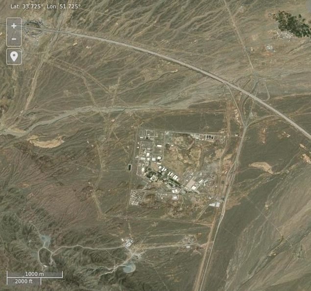 Natanz nuclear facility area imagery as used on AI Files Iran guide.