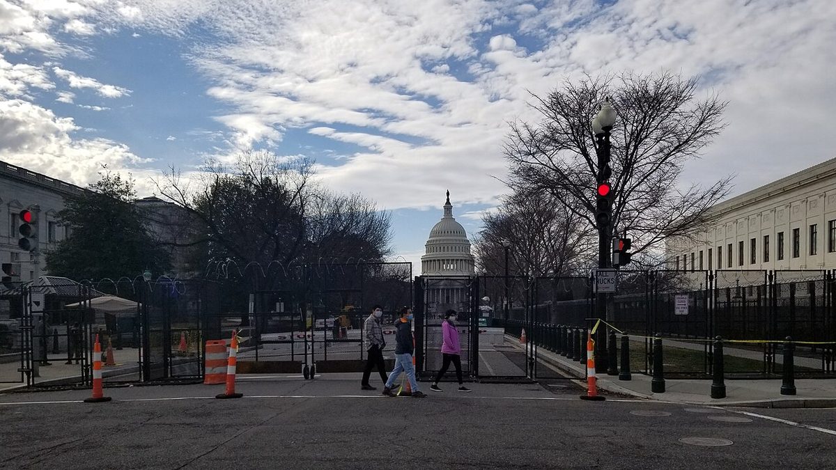 Security fencing near the Capitol after January 6, February 2021.