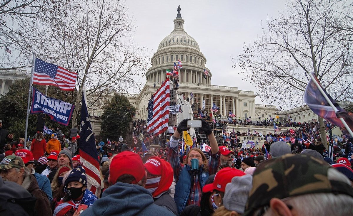 Outside the U.S. Capitol during the attack on 6 January 2021.