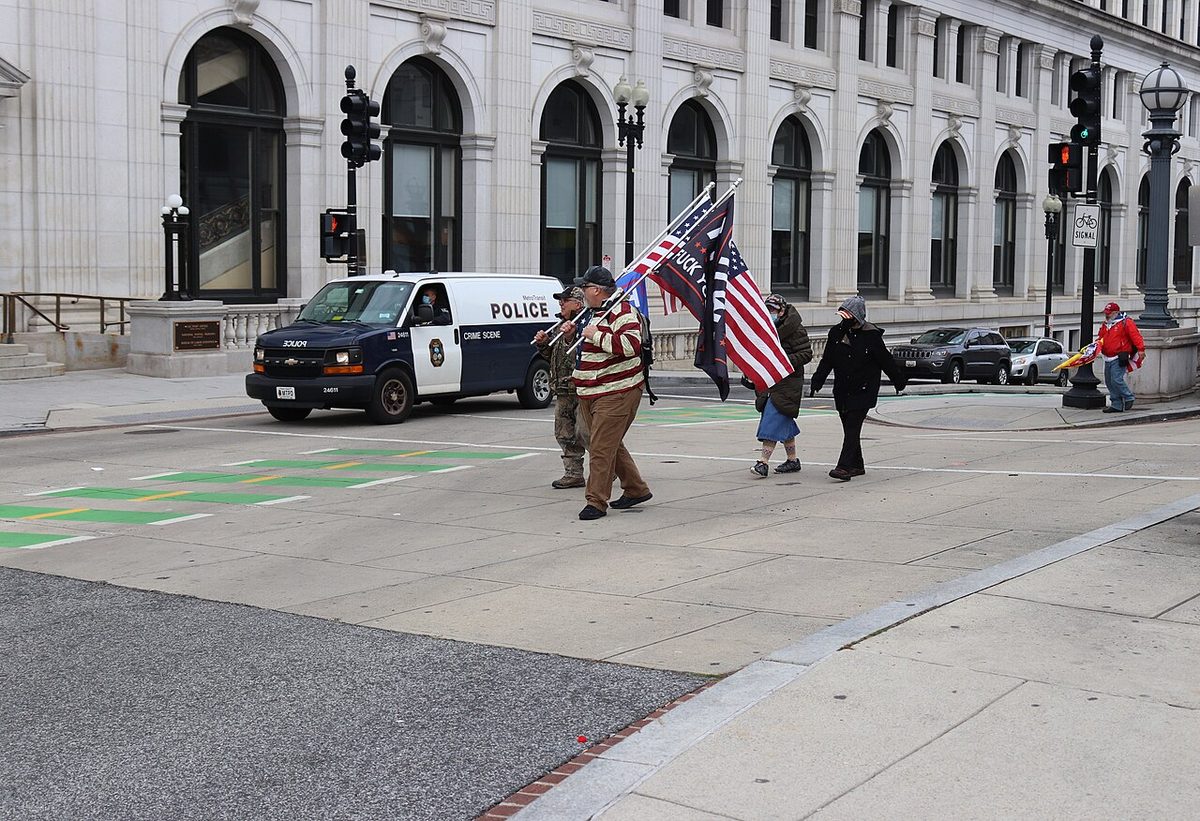 Trump supporters near Union Station / Columbus Circle on 6 January 2021.