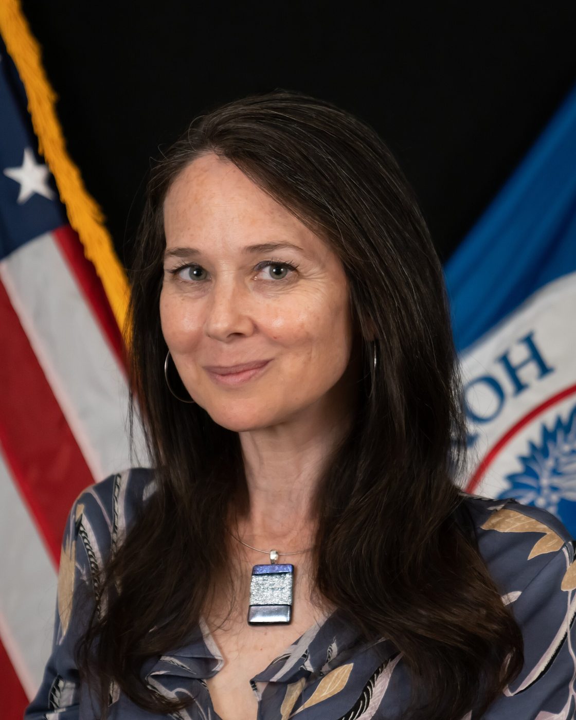 Jen Easterly, director of the Cybersecurity and Infrastructure Security Agency, official portrait, 2021.