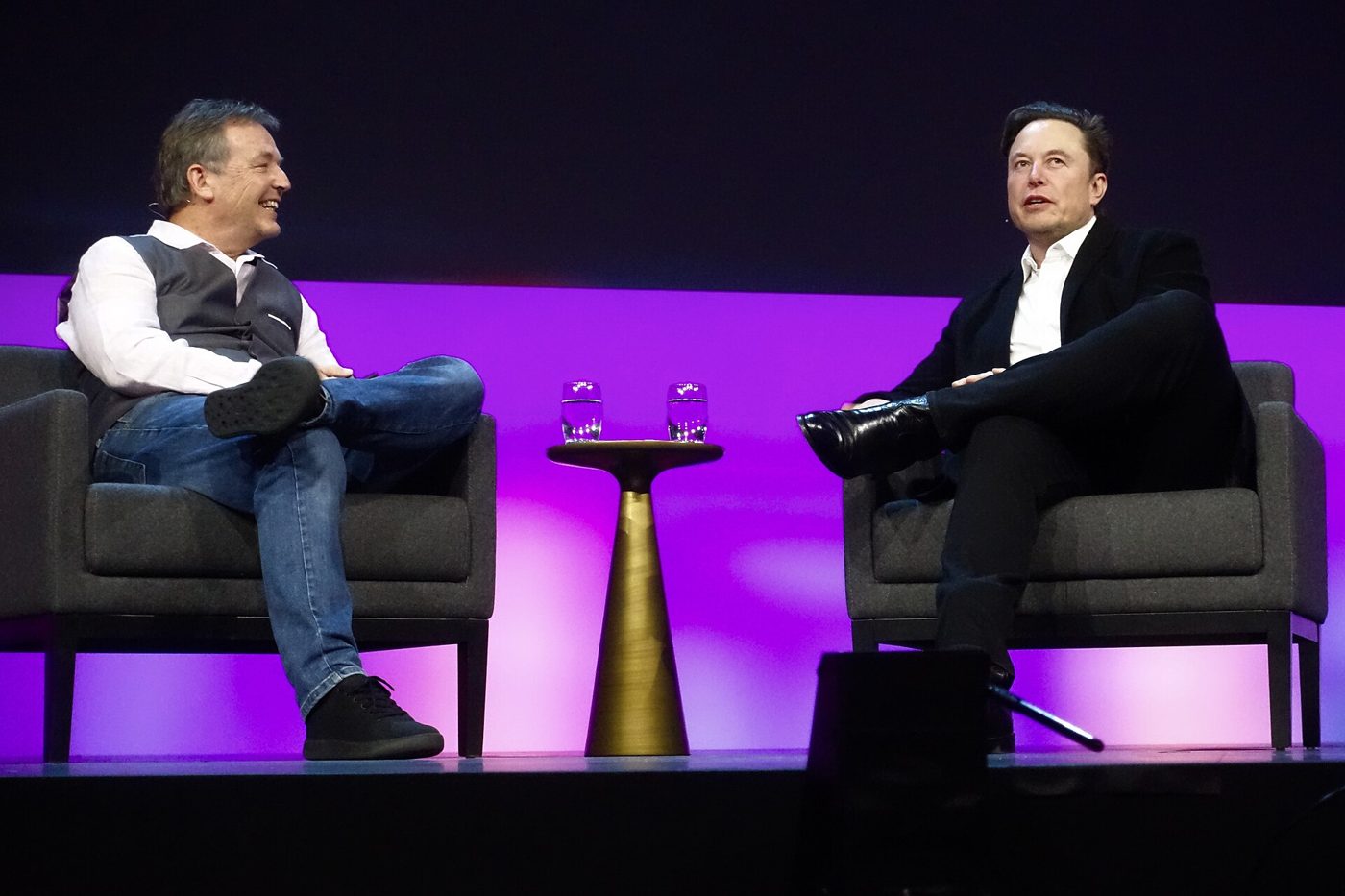 Elon Musk interviewed at TED 2022 in Vancouver, April 14, 2022, the day he disclosed his offer for Twitter.