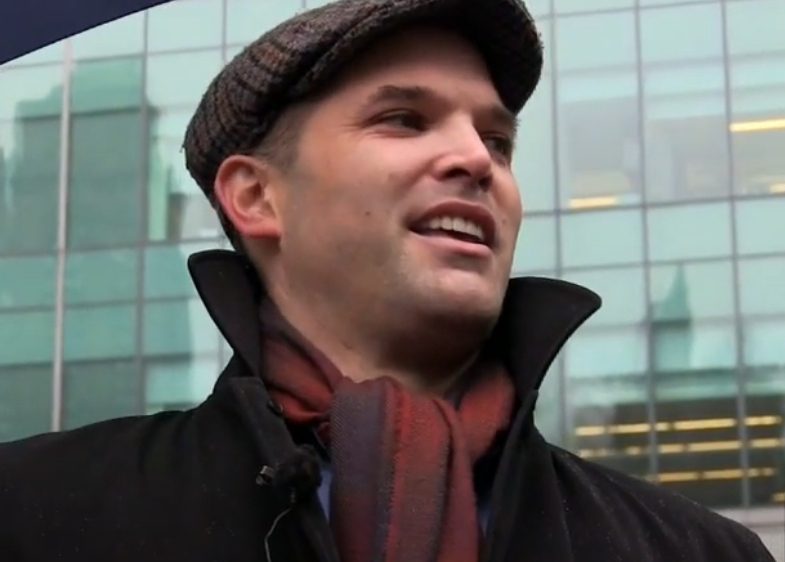Matt Taibbi talking to Occupy Wall Street activists in Bryant Park, New York.
