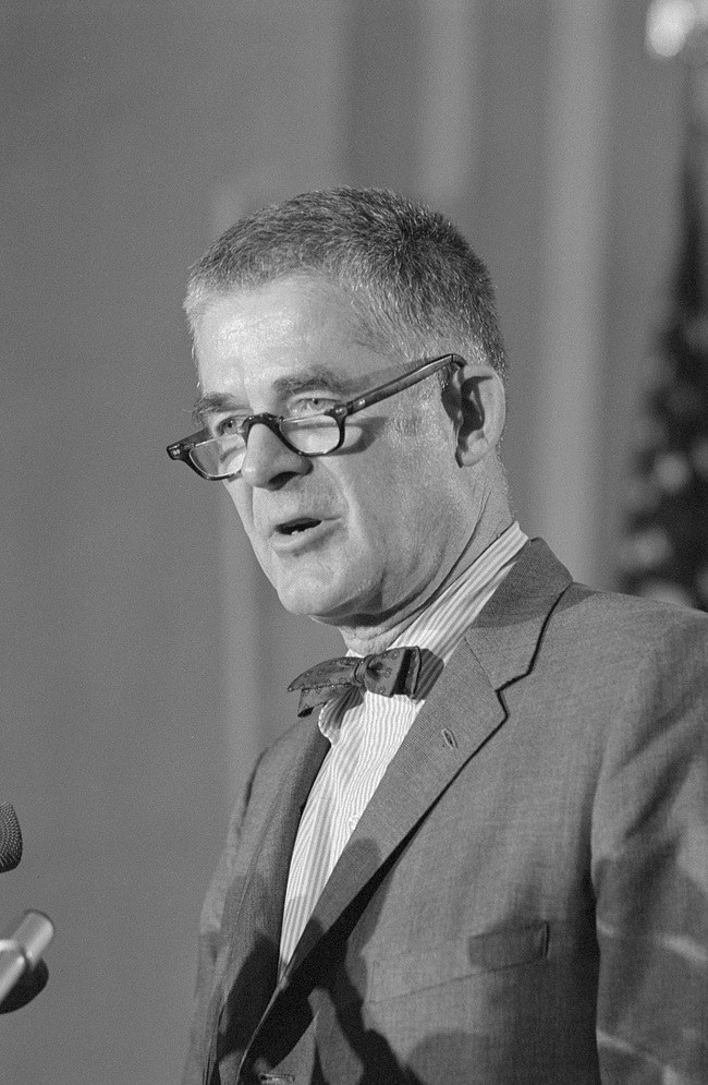 Watergate special prosecutor Archibald Cox at a Justice Department press conference, June 4, 1973. This predates his October dismissal.