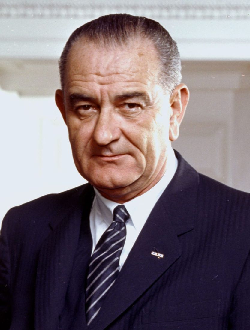 President Lyndon Johnson in the Oval Office, March 1964.
